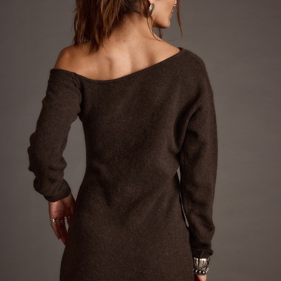 12th Tribe Margaret Mocha Sweater Mini Dress Size XSXS - Picture 2 of 3